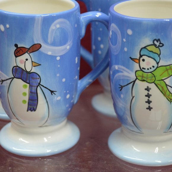 Whole Home Holidays Dining Whole Home Holiday Set Of 4 Snowman Mugs